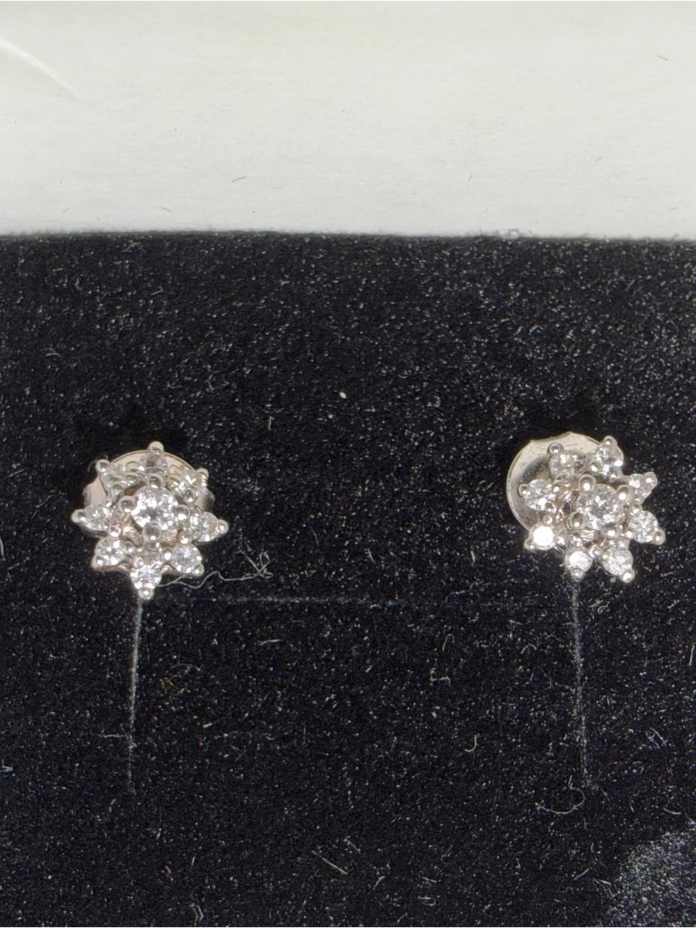 White Gold and Diamond Starburst Stud Earrings - Picture 4 of 7